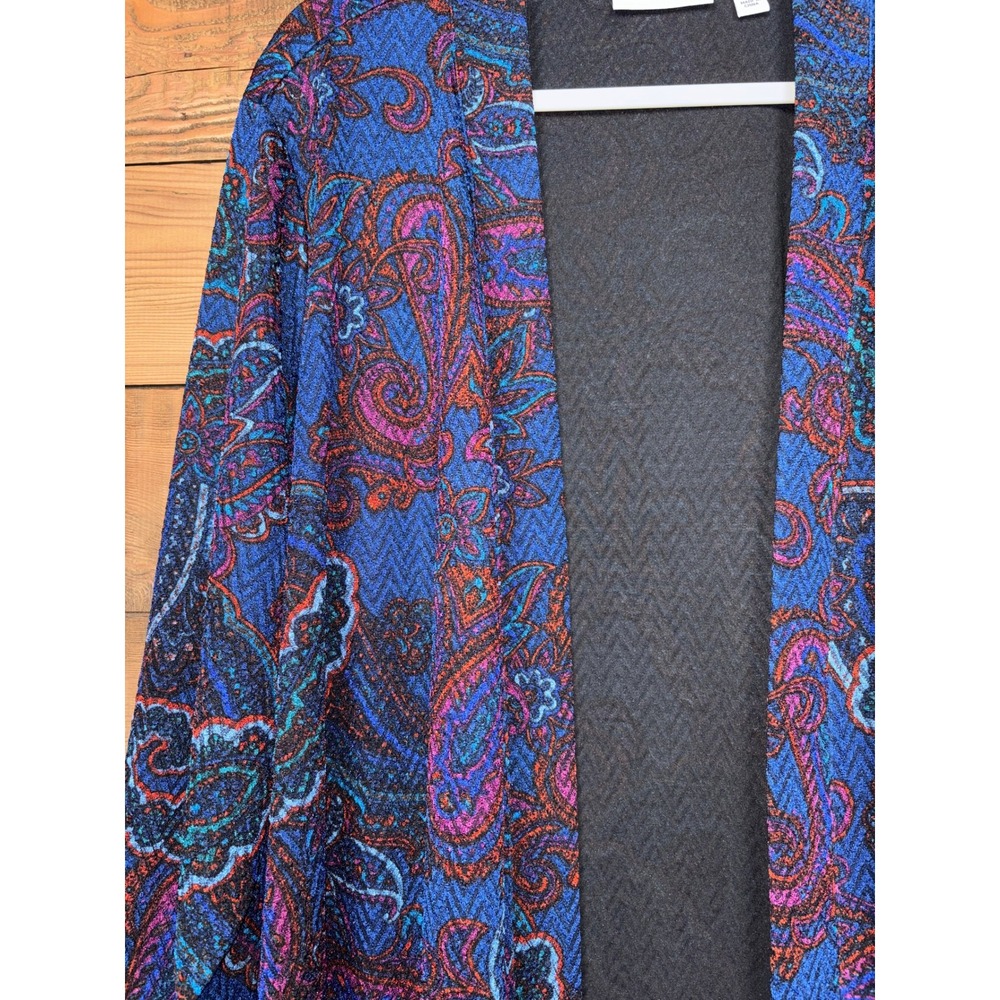 Susan Graver Cardigan Womens 3XP Petite Paisley Open Front Duster A366175